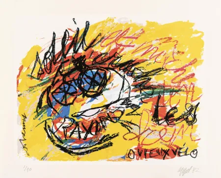 Serigrafia Dotremont - Soleil,/ crache tes rayons/ et mâche ton frein/ o vieux vélo