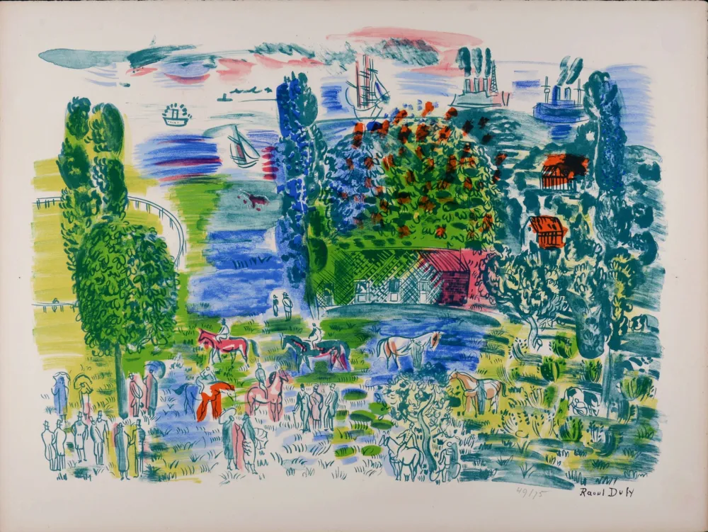 Litografia Dufy - Au Paddock, c. 1955