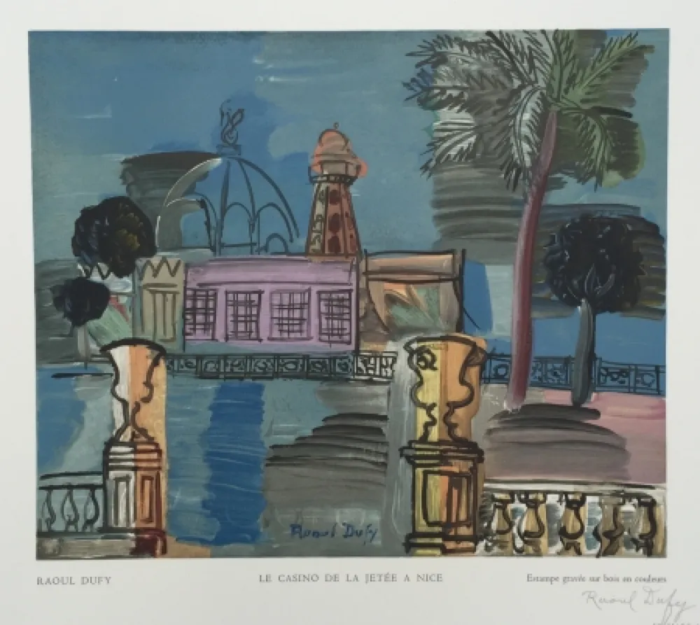 Incisione Su Legno Dufy - Le Casino de la Jetée à Nice