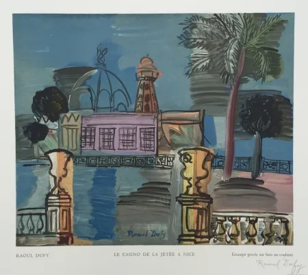 Incisione Su Legno Dufy - Le Casino de la Jetée à Nice