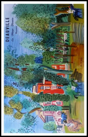 Litografia Dufy - LE PADDOCK A DEAUVILLE PLAGE FLEURIE