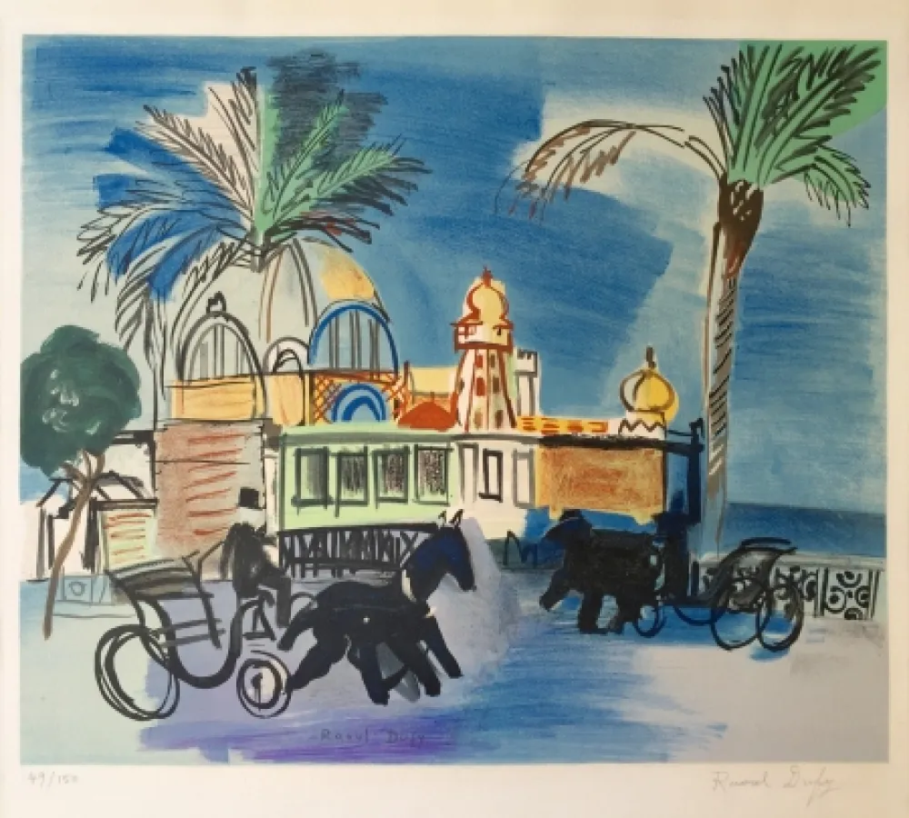 Litografia Dufy - Nice - le Casino de la Jetée aux deux 