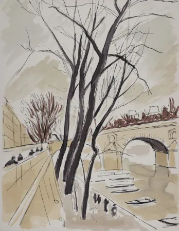 Litografia Dunoyer De Segonzac - Les Quais de Paris, 1962
