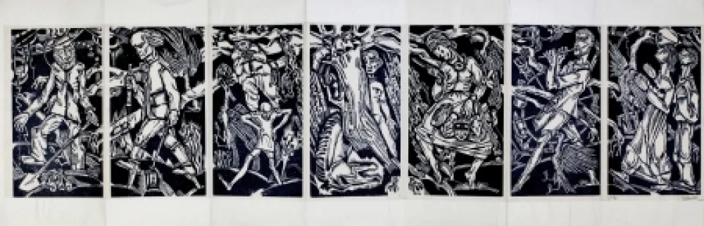 Incisione Su Legno Eekman - Dooddans in zeven tempo's (Dance of Death in Seven Mouvements)) 