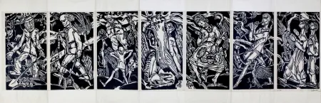 Incisione Su Legno Eekman - Dooddans in zeven tempo's (Dance of Death in Seven Mouvements)) 