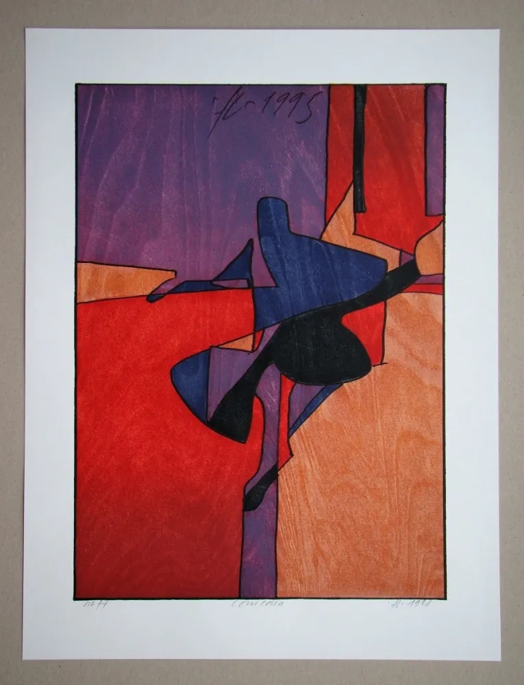 Incisione Su Legno Eggenschwiler - Comedia