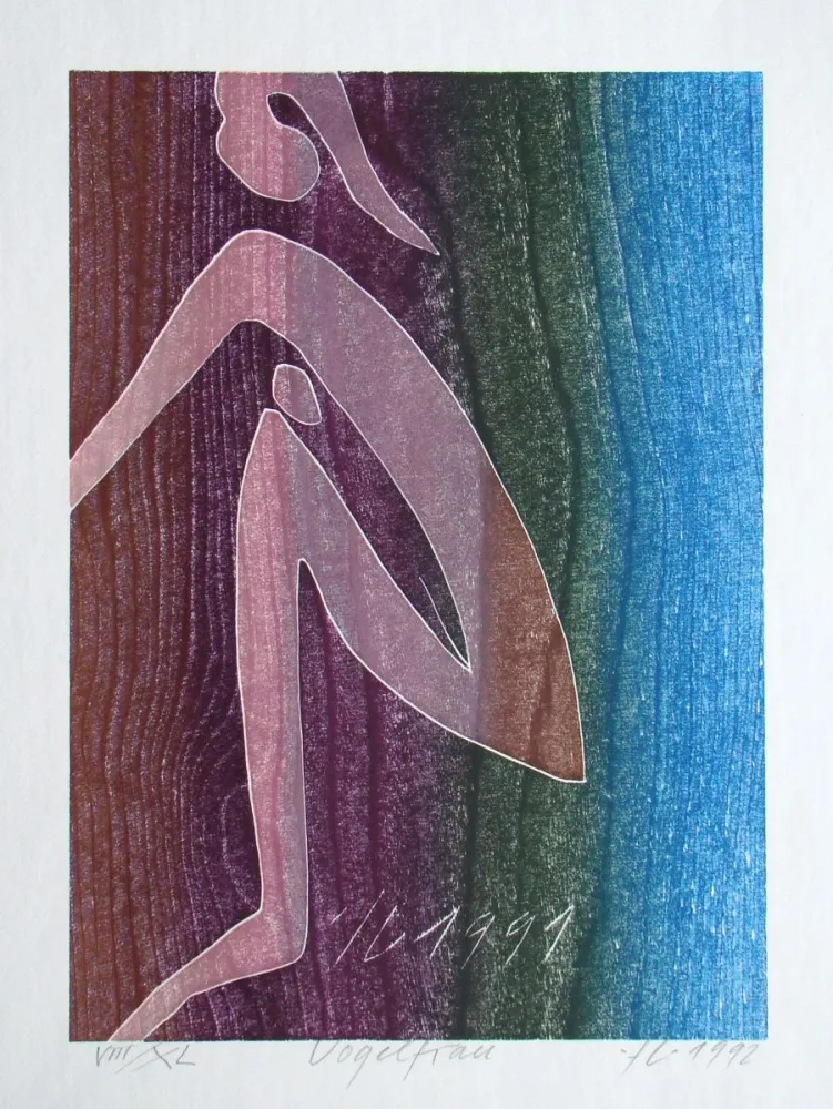 Incisione Su Legno Eggenschwiler - Vogelfrau