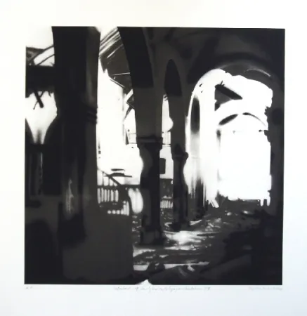 Litografia Equipo Realidad - Interior de la Iglesia de Espejo (Cordoba) en septiembre de 1937