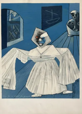 Litografia Ernst - Sign for a School for Pirates 