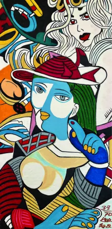 Incisione Erro - FEMME AU CHAPEAU