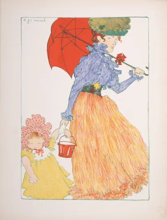 Litografia Evenepoel - Au Square, 1897