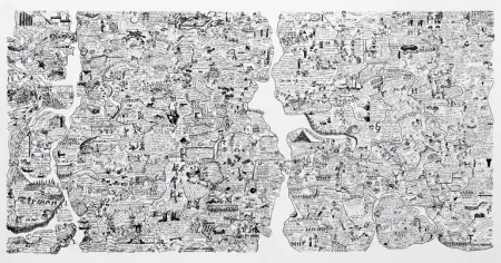 Serigrafia Fahlström - Sketch for World Map from the Peace Portfolio