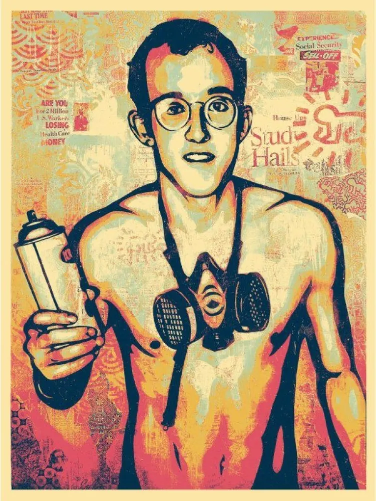 Serigrafia Fairey - Keith Haring Canvas Print (Green)