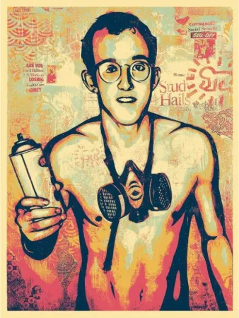 Serigrafia Fairey - Keith Haring Canvas Print (Green)