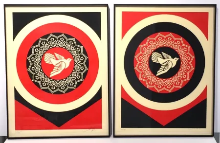 Serigrafia Fairey - Obey Dove Red & Black Set