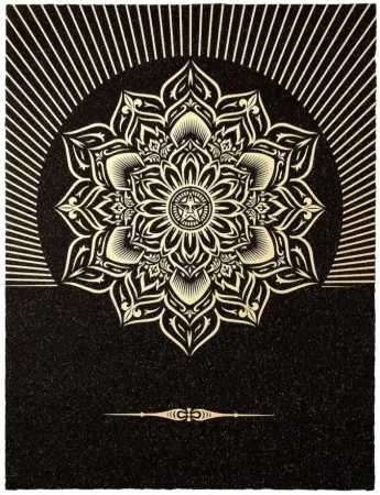 Serigrafia Fairey - Obey Lotus Diamond (Black / Gold)