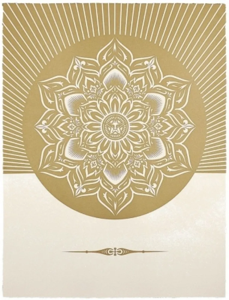 Serigrafia Fairey - Obey Lotus Diamond (White / Gold)