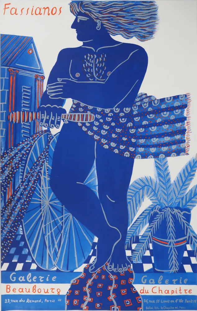 Litografia Fassianos - Cycliste dans le vent