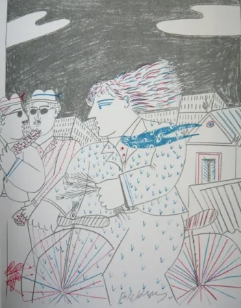 Litografia Fassianos - Homme bleu