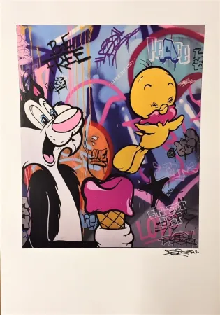 Grafica Numerica Fat - Tweety & Sylvester Print