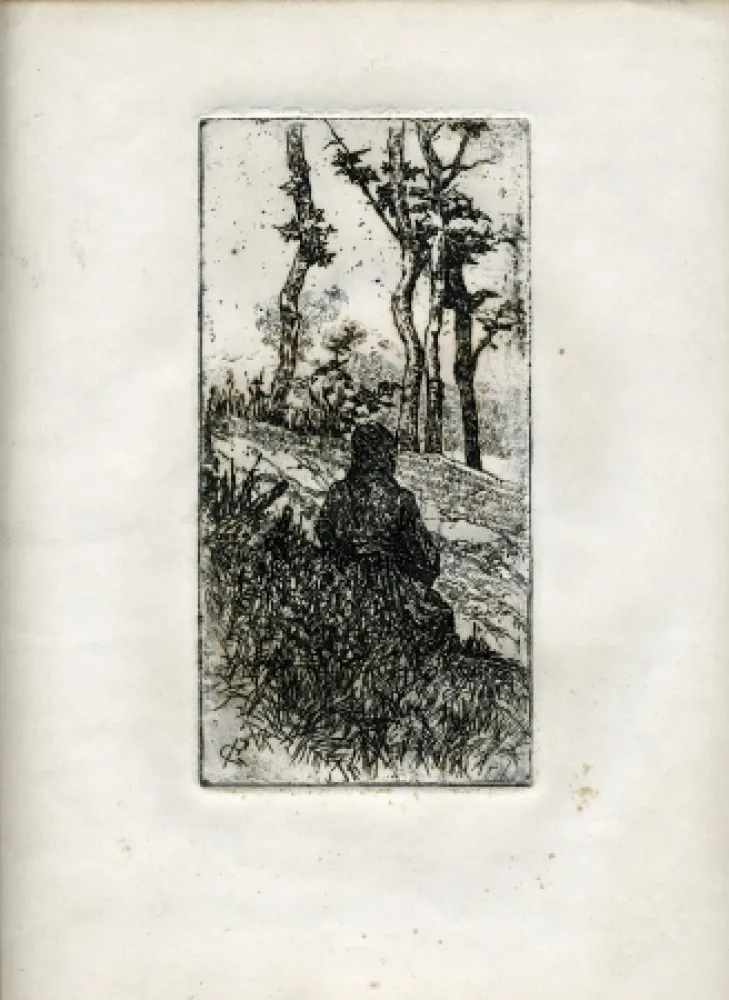 Incisione Fattori - CONTADINA TOSCANA SEDUTA (Tuscan Peasant Woman Sitting) 