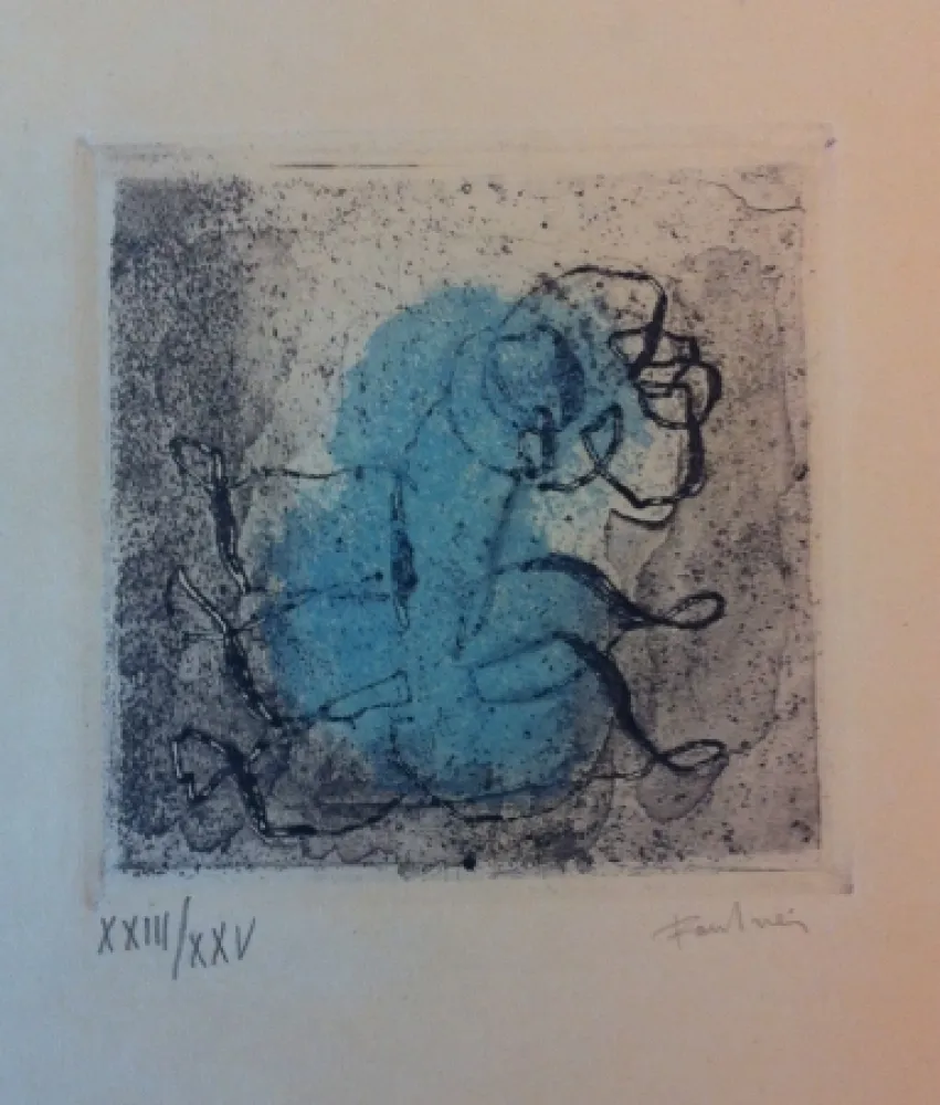 Acquaforte E Acquatinta Fautrier - Petit paysage vert et violet