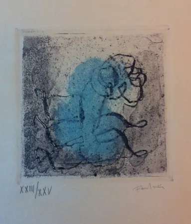 Acquaforte E Acquatinta Fautrier - Petit paysage vert et violet