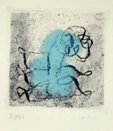 Acquaforte E Acquatinta Fautrier - Petit paysage vert et violet