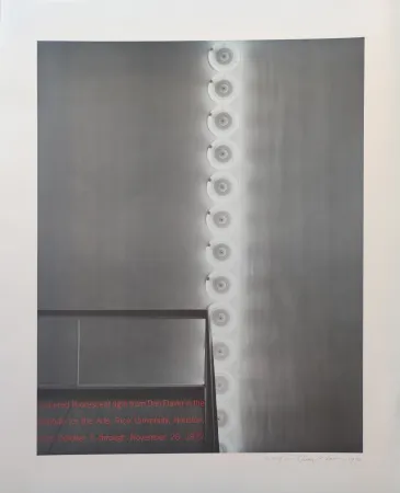 Serigrafia Flavin - “cornered fl uorescent light from Dan Flavin in the institute for the Arts, Rice University,  Houston, from October 5 through November 26, 1972
