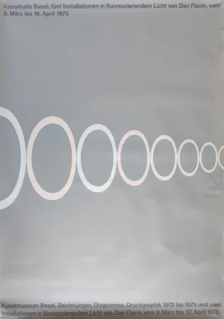 Serigrafia Flavin -  Kunsthalle Basel, fünf Installationen in fluoreszierendem Licht von Dan Flavin. 8. März bis 16. April 1975. 