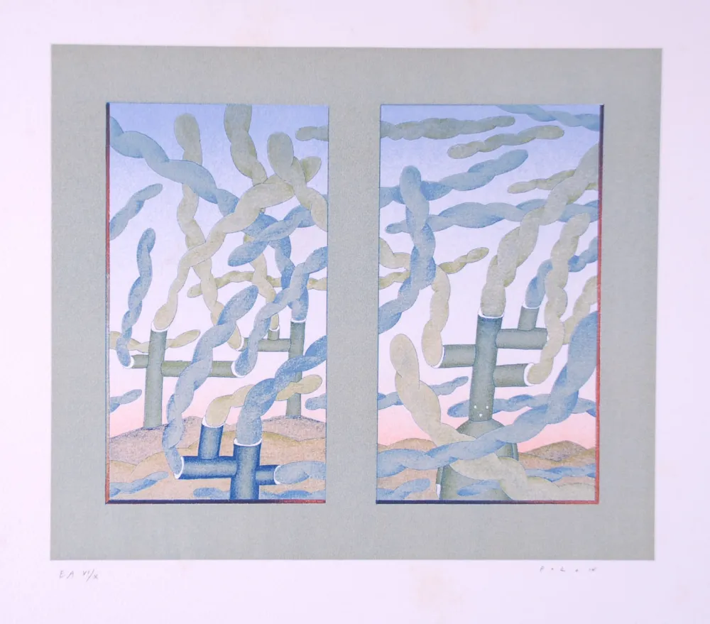 Litografia Folon - Fumées