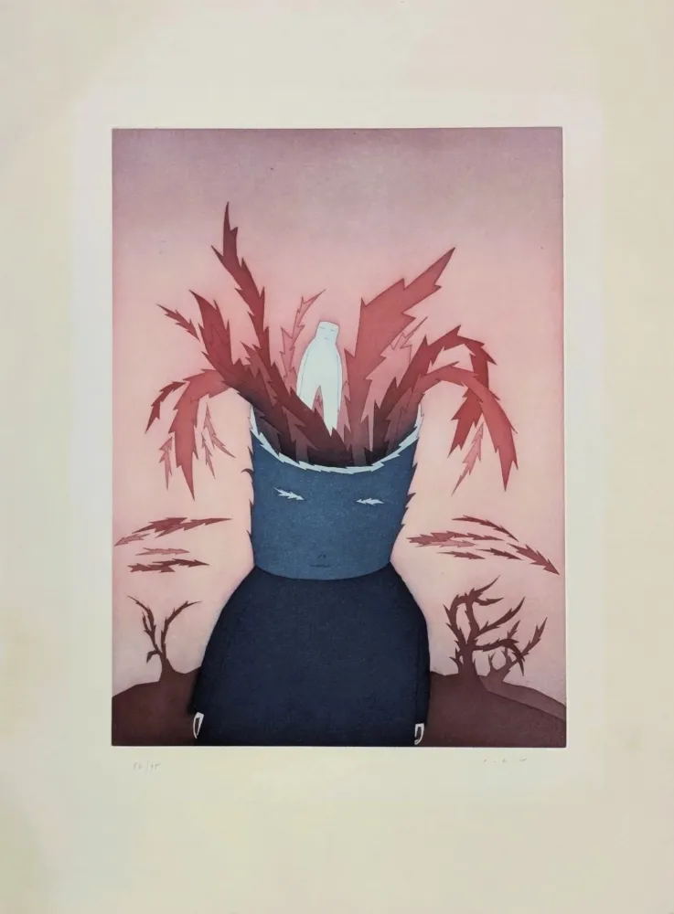 Acquaforte E Acquatinta Folon - Les Ruines circulaires VII 