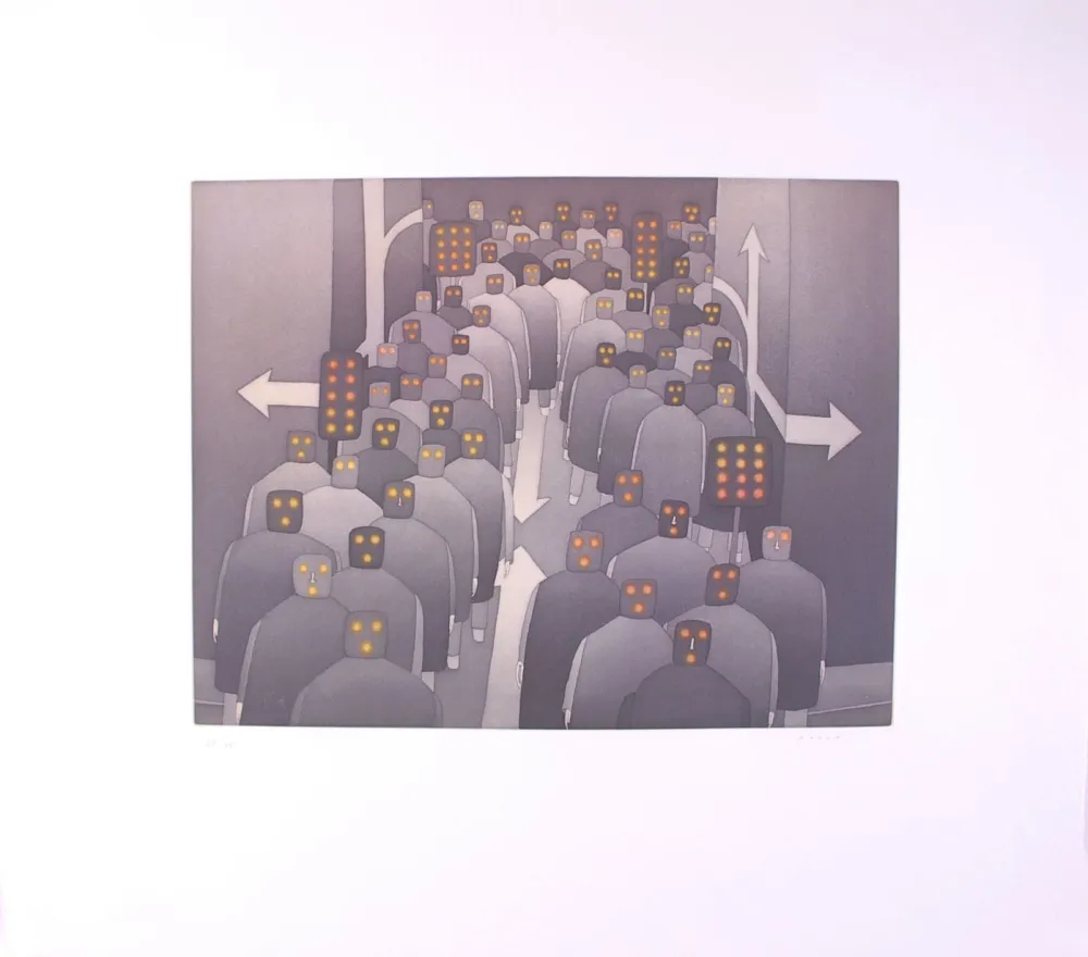 Acquaforte E Acquatinta Folon - The Crowd II - La Foule II