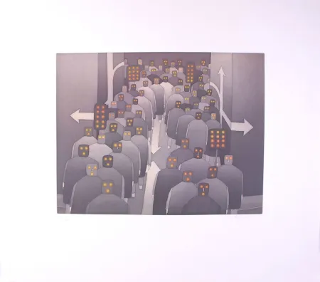 Acquaforte E Acquatinta Folon - The Crowd II - La Foule II