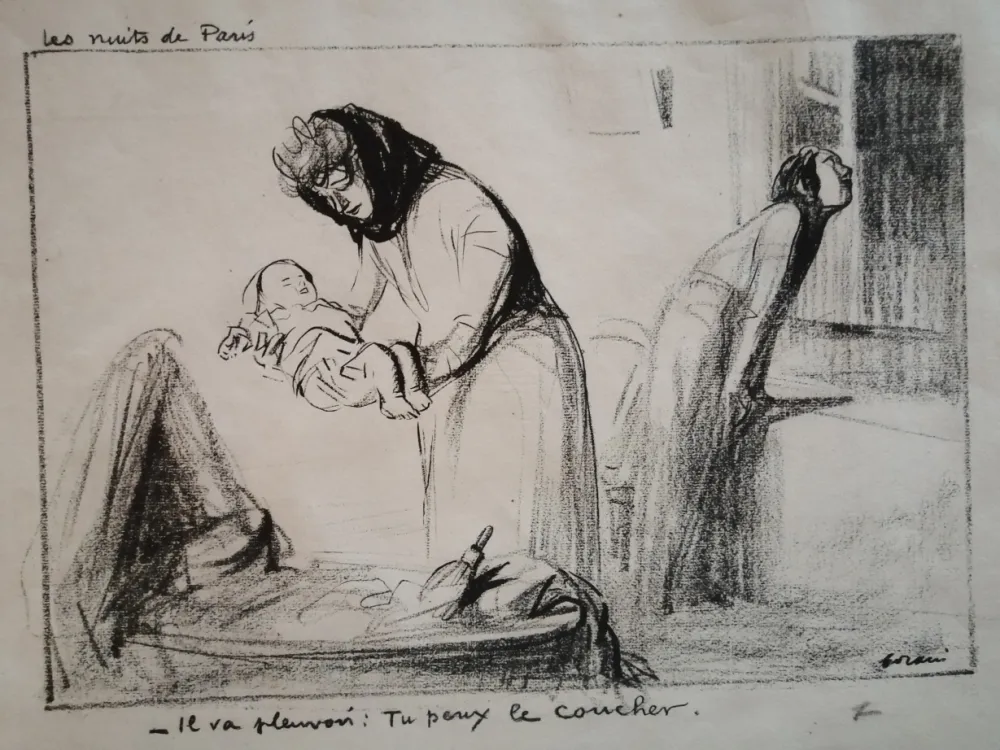 Litografia Forain - Les Nuits de Paris: il va pleuvoir