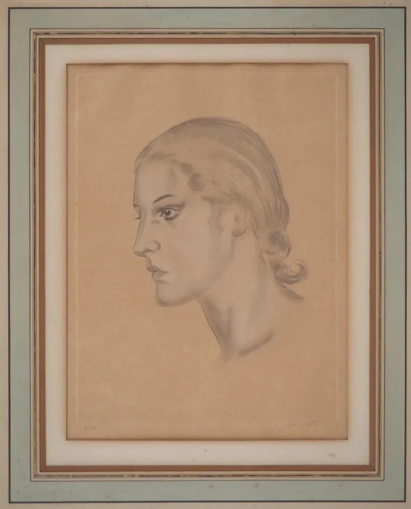 Acquaforte Foujita - Femme de profil