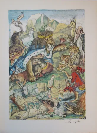 Incisione Foujita - Les animaux malades de la peste