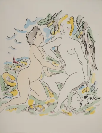 Incisione Foujita - Nu dans les champs