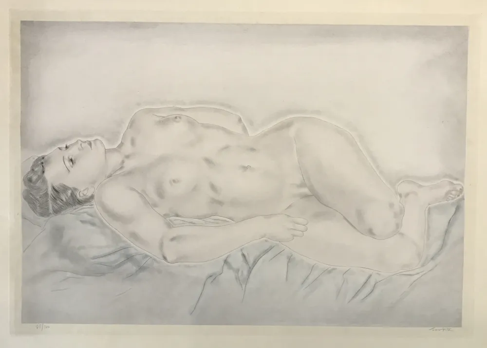 Acquaforte E Acquatinta Foujita - Reclining Nude (From Femmes)