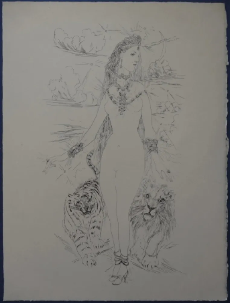 Acquaforte Foujita - Rivière enchantée - Femme aux félins