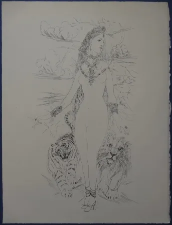 Acquaforte Foujita - Rivière enchantée - Femme aux félins