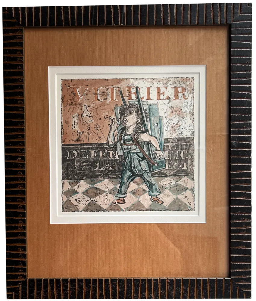 Incisione Su Legno Foujita - VITRIER. Bois en couleurs pour 