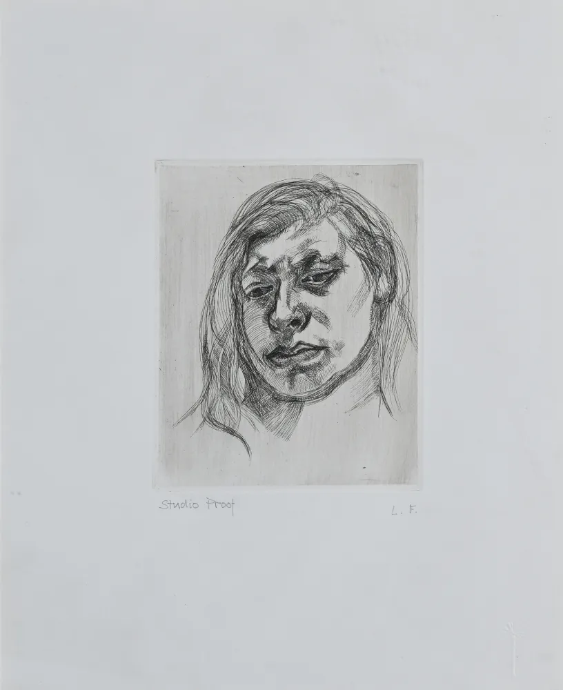 Incisione Freud - Lucian Freud (1922–2011) – Head of a Girl II – Etching on paper – 1982