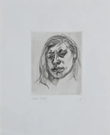 Incisione Freud - Lucian Freud (1922–2011) – Head of a Girl II – Etching on paper – 1982