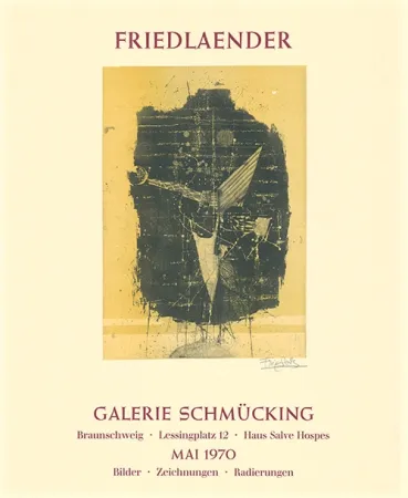 Acquaforte E Acquatinta Friedlaender - Ausstellungsplakat Galerie Schmücking, Braunschweig, 1970