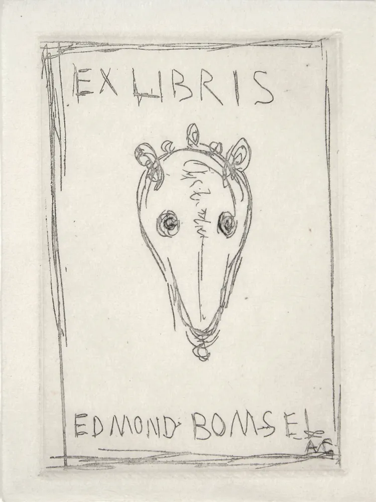 Punta Secca Giacometti - EX-LIBRIS EDMOND BOMSEL. Pointe-sèche originale monogrammée (1961)