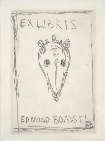 Punta Secca Giacometti - EX-LIBRIS EDMOND BOMSEL. Pointe-sèche originale monogrammée (1961)