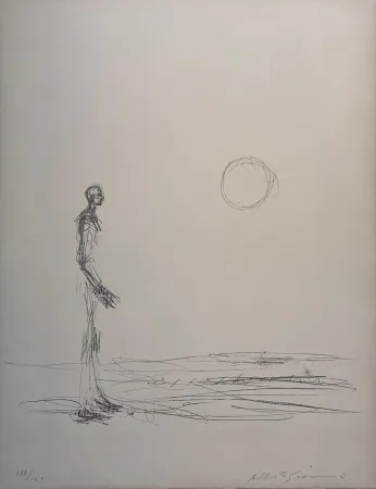 Litografia Giacometti - Homme debout et Soleil 