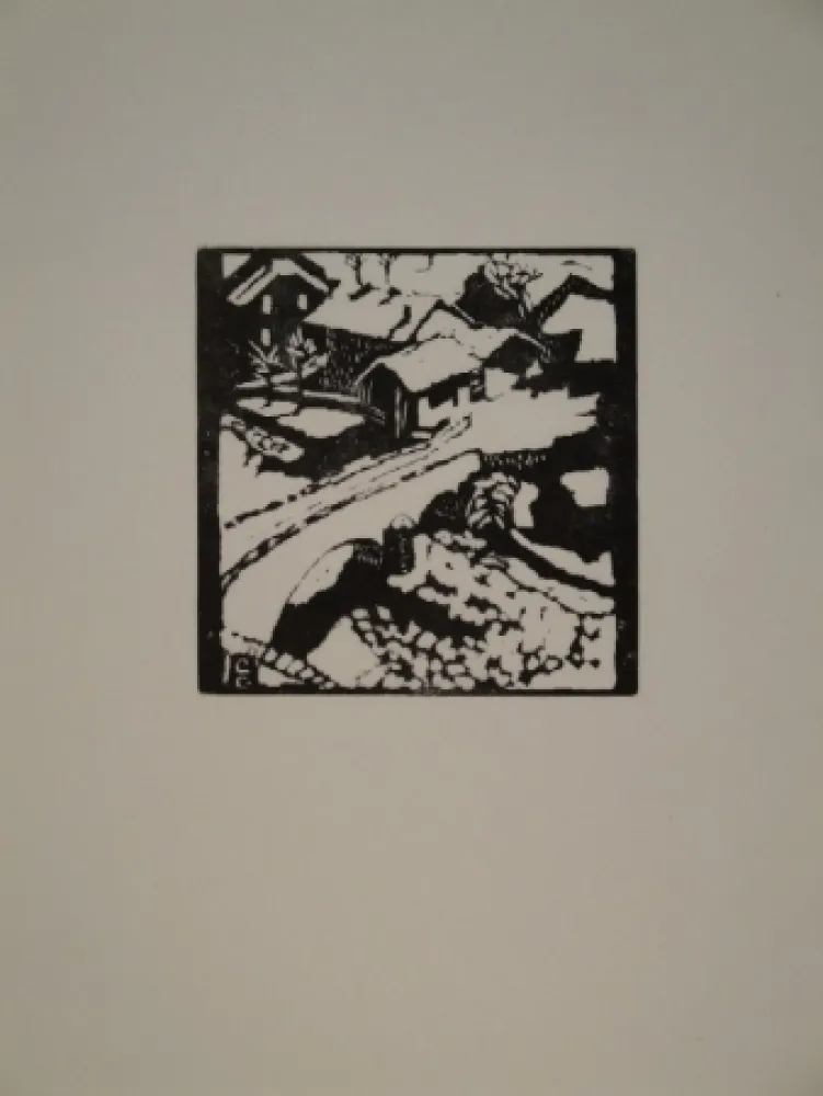 Incisione Su Legno Giacometti - Il ponte al sole, die Brücke in Stampa