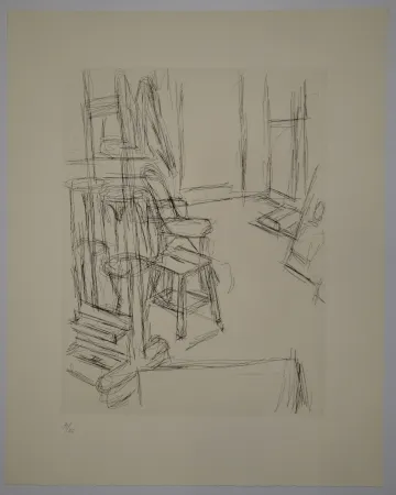 Incisione Giacometti - L'Atelier au chevalet (Studio with the Easel)